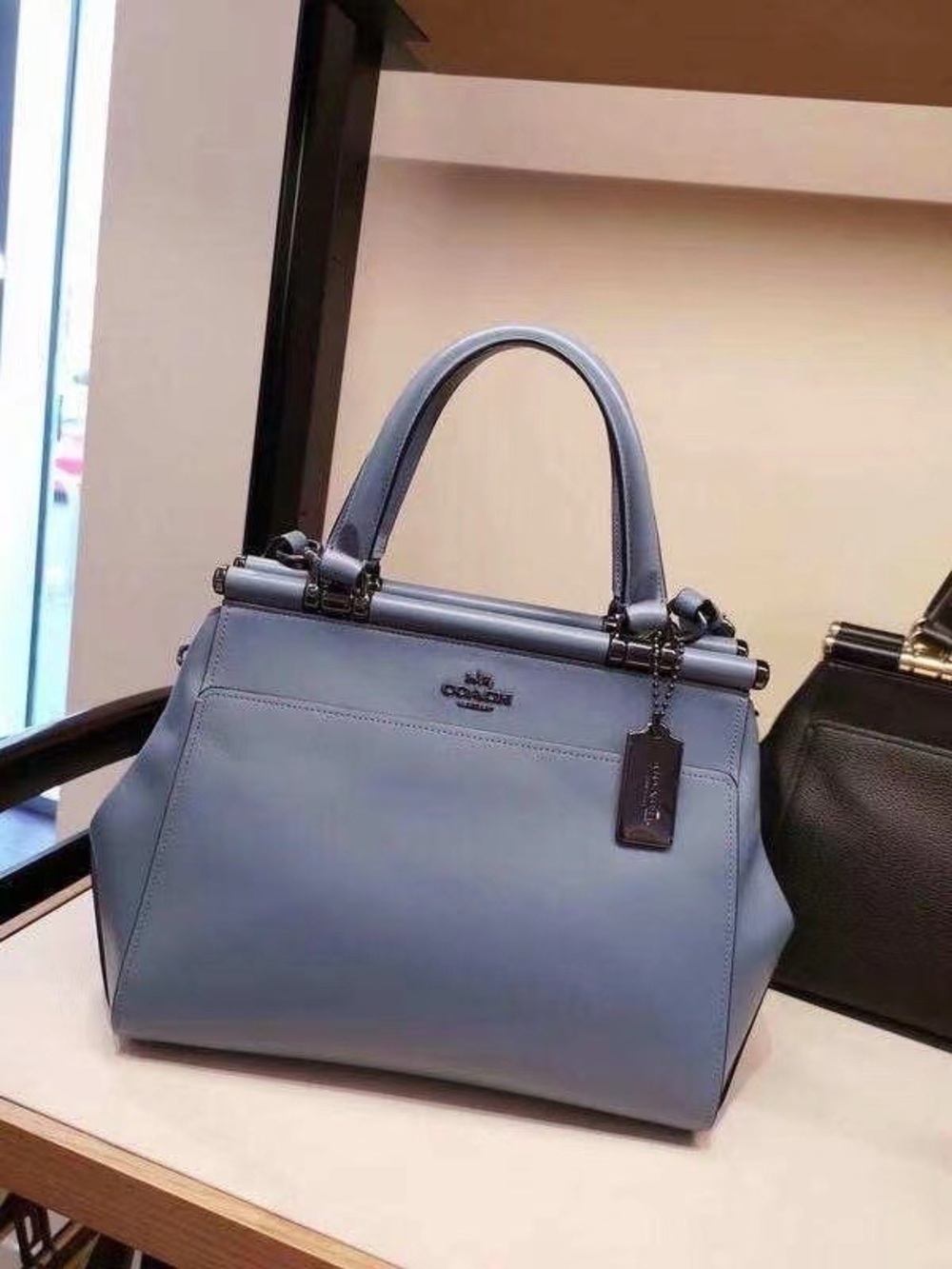 Brand New Coach Grace 20, Refined Calf Leather Chambray Dark Gunmetal Satchel - Picture 12 of 12
